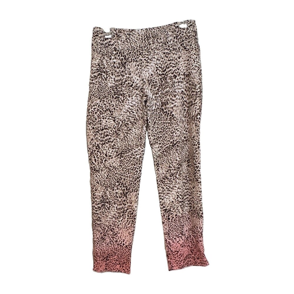 Zac & Rachel Leopard Animal Print Mesh Pull-On Stretch Skinny Ankle Pants 6